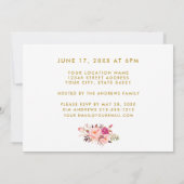 Neurse roze Floral Afstudeerder Party Invite Gold Kaart (Achterkant)