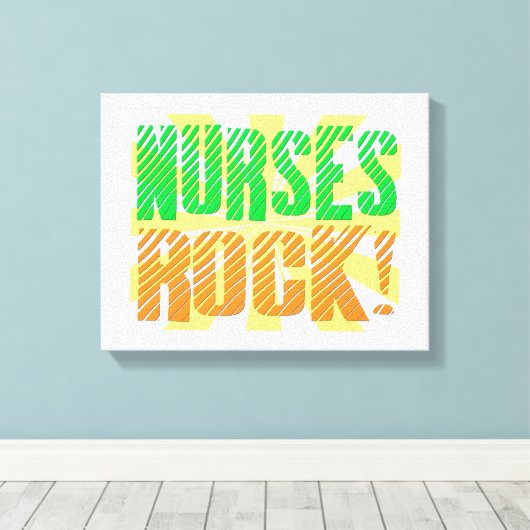 Neurses Rock, Oranje en Green Fun Canvas Afdruk (Insitu (Houten vloer))