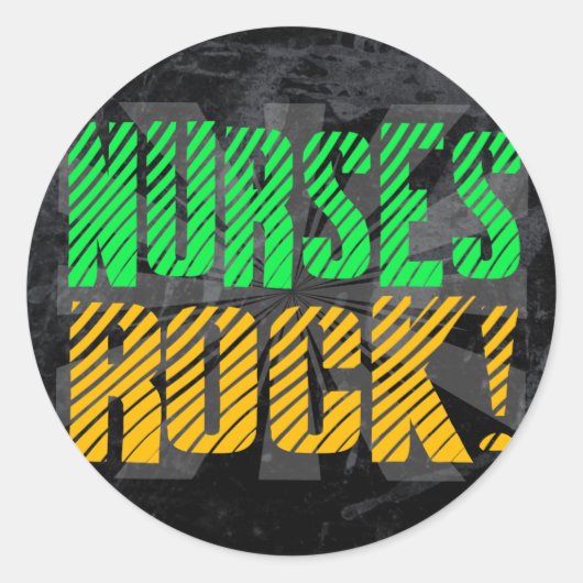 Neurses Rock, Oranje en Green Fun Ronde Sticker (Voorkant)