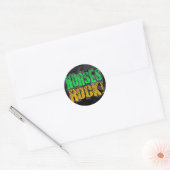 Neurses Rock, Oranje en Green Fun Ronde Sticker (Envelop)