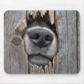 Neus van de hond in houten hek muismat (Voorkant)