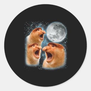 Neusaap aap liefhebber sterrenstelsel maan dieren  ronde sticker