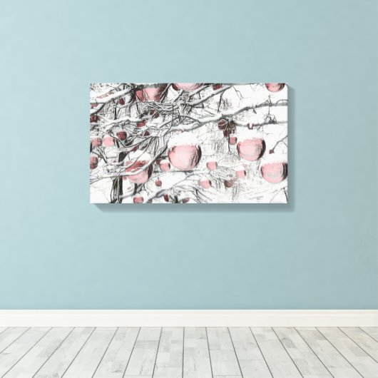 neusbomen met ornamenten tekening canvas afdruk (Insitu (Houten vloer))