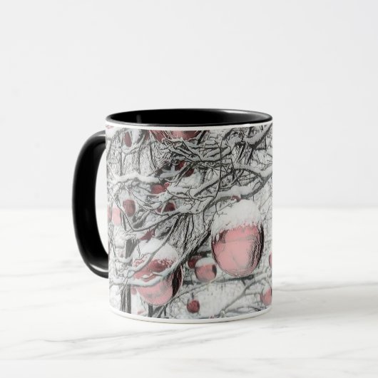  neusbomen met ornamenten tekening mok (Voorkant links)