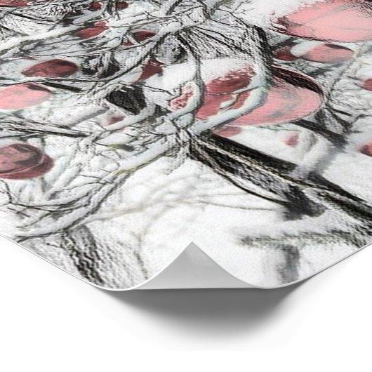  neusbomen met ornamenten tekening poster (Hoek)