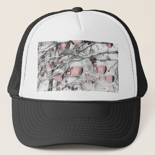 neusbomen met ornamenten tekening trucker pet (Voorkant)