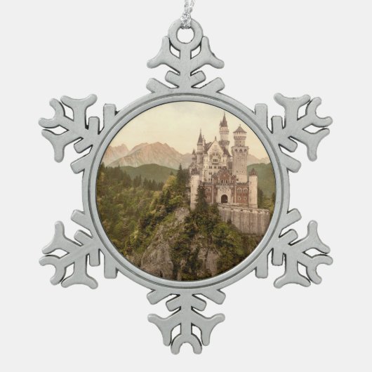 Neuschwanstein Castle, Beieren, Duitsland Tin Sneeuwvlok Ornament (Voorkant)