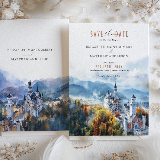 Neuschwanstein Castle Duitsland Save the Date Kaar Kaart