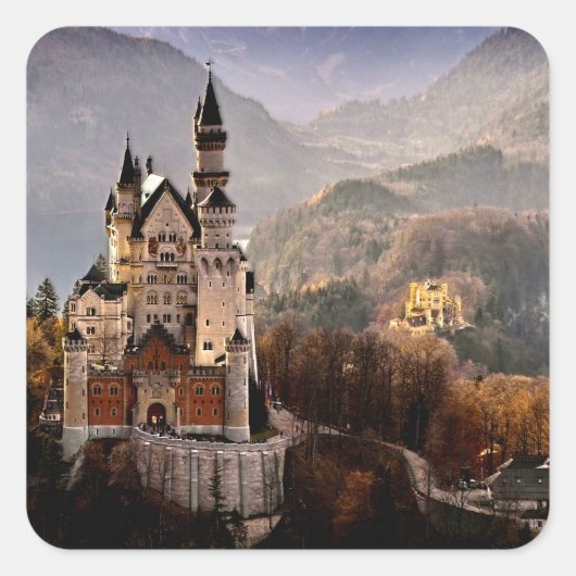 Neuschwanstein Castle Duitsland Vierkante Sticker (Voorkant)