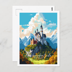Neuschwanstein Castle Duitsland vintage reisplaats Briefkaart