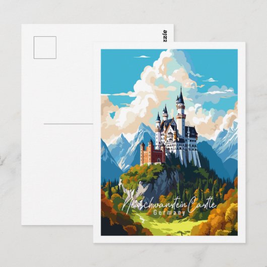 Neuschwanstein Castle Duitsland vintage reisplaats Briefkaart (Voorkant / Achterkant)