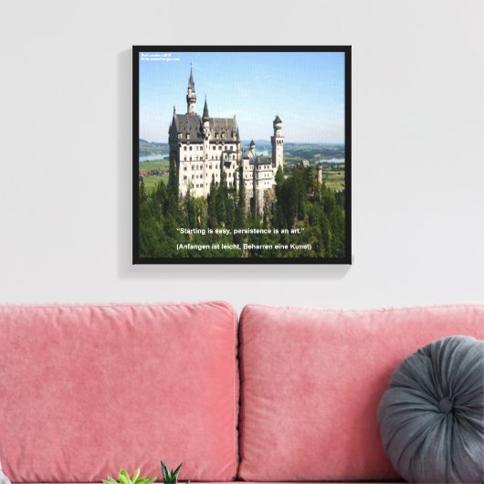 Neuschwanstein Castle & German Quote Canvas Print (Insitu (Woonkamer))