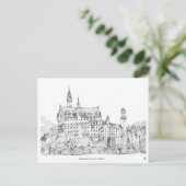 Neuschwanstein Castle Germany Fine Line Art Briefkaart (Staand voorkant)