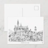 Neuschwanstein Castle Germany Fine Line Art Briefkaart (Voorkant / Achterkant)