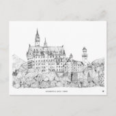 Neuschwanstein Castle Germany Fine Line Art Briefkaart (Voorkant)