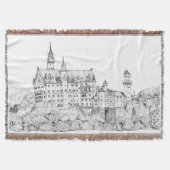 Neuschwanstein Castle Germany Fine Line Art Deken (Voorkant)