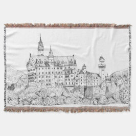 Neuschwanstein Castle Germany Fine Line Art Deken