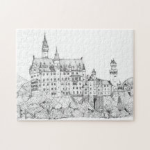 Neuschwanstein Castle Germany Fine Line Art