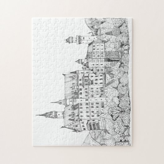 Neuschwanstein Castle Germany Fine Line Art Legpuzzel (Verticaal)