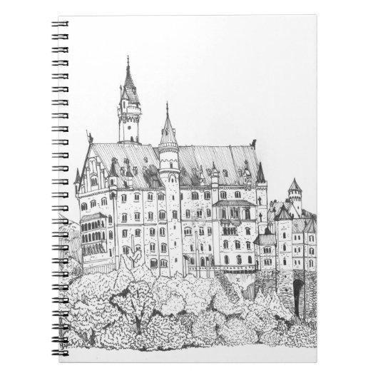 Neuschwanstein Castle Germany Fine Line Art Notitieboek (Voorkant)