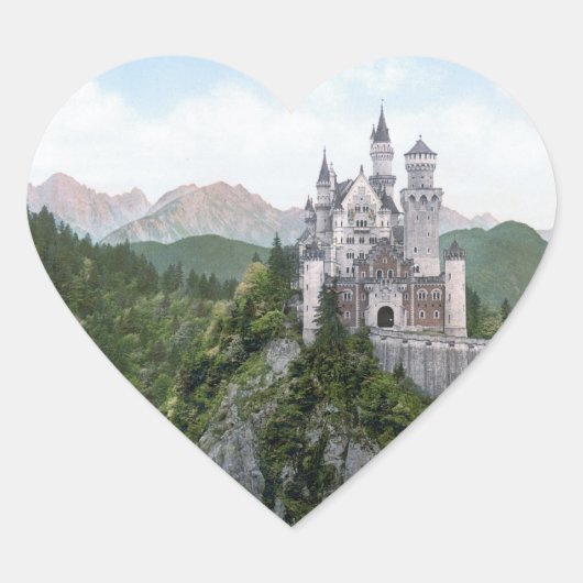 Neuschwanstein Castle Lithograaf Hart Sticker (Voorkant)