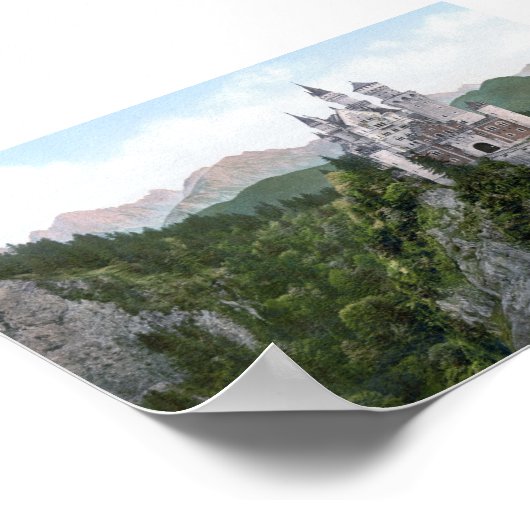 Neuschwanstein Castle Lithograaf Poster (Hoek)