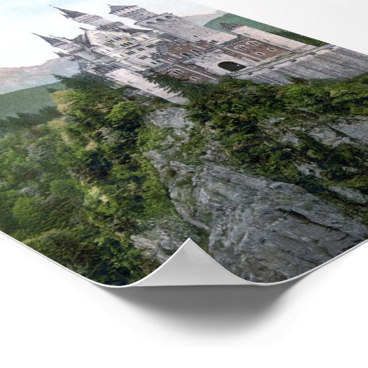 Neuschwanstein Castle Lithograaf Poster (Hoek)