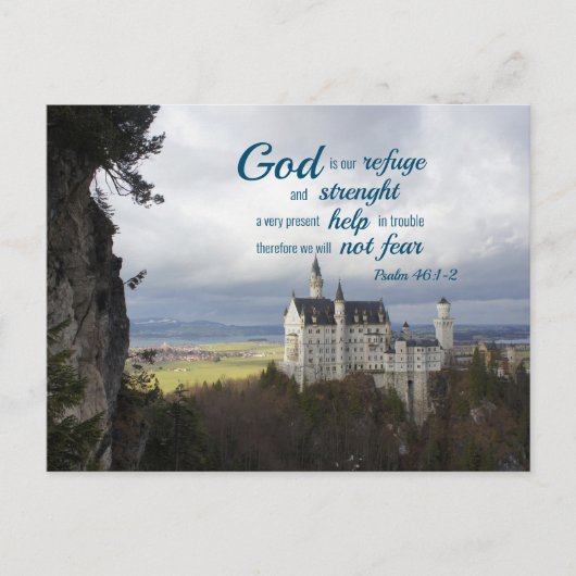 neuschwanstein castle, psalm 46 1-2 Bijbelvers Briefkaart (Voorkant)