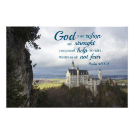 neuschwanstein castle, psalm 46 1-2 Bijbelvers Foto Afdruk
