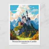 Neuschwanstein Castle Vintage Travel Illustratie Briefkaart (Voorkant)