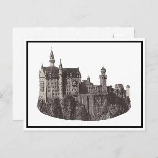 Neuschwanstein Castle Zwart-wit historische kunst Briefkaart (Voorkant / Achterkant)