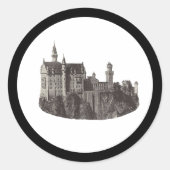 Neuschwanstein Castle Zwart-wit historische kunst Ronde Sticker (Voorkant)