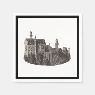 Neuschwanstein Castle Zwart-wit historische kunst Servet