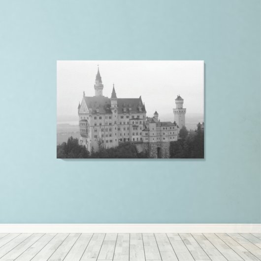 Neuschwanstein Castle Zwart-wit Print (Insitu (Houten vloer))