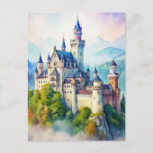 Neuschwanstein kasteel aquarel schilderij briefkaart (Voorkant)
