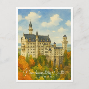 Neuschwanstein kasteel Beieren Aquarel Feestdagenkaart