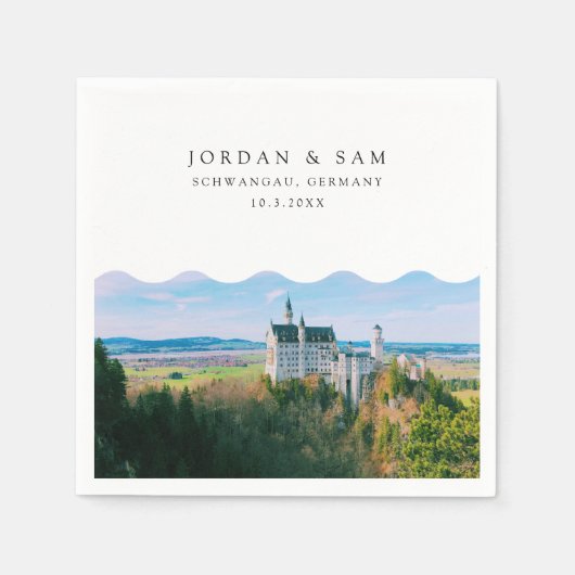 Neuschwanstein kasteel bruiloft cocktail servet (Voorkant)
