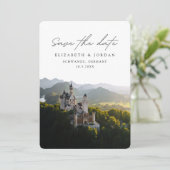 Neuschwanstein Kasteel Bruiloft Save the Date Kaart (Staand voorkant)