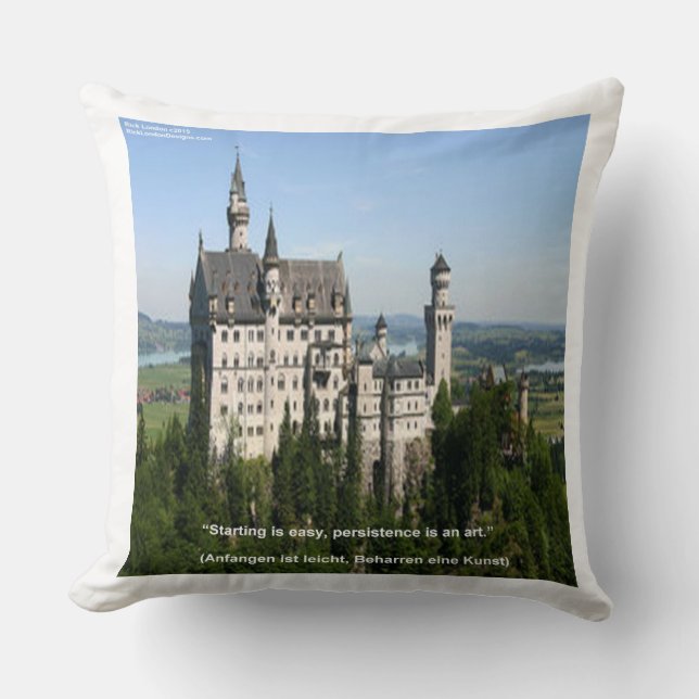 Neuschwanstein Kasteel & Duits Spreekwoord Kussenh Kussen (Voorkant)