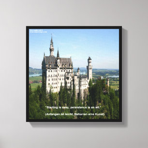 Neuschwanstein Kasteel & Duitse Quote Canvasprint Canvas Afdruk