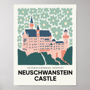 Neuschwanstein kasteel Duitsland reis bloem kunst Poster