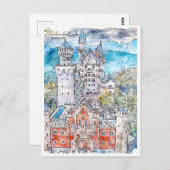 Neuschwastein Castle Duitsland Reis Waterverf Briefkaart (Voorkant / Achterkant)