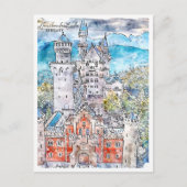 Neuschwastein Castle Duitsland Reis Waterverf Briefkaart (Voorkant)