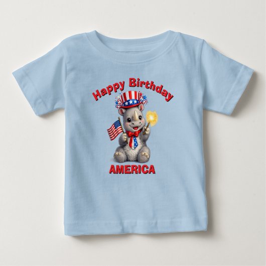 Neushoorn (5aj) Patriottisch Kinder T-Shirt (Voorkant)