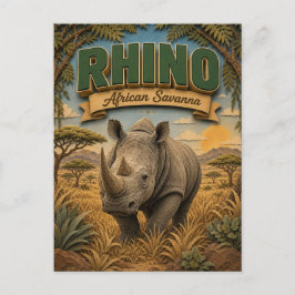 Neushoorn Afrikaanse savanne POPCUT Briefkaart