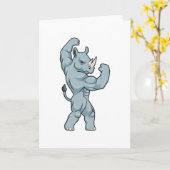 Neushoorn als bodybuilder extreem kaart (Gele Bloem)