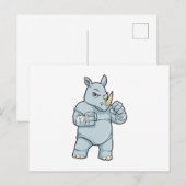 Neushoorn als bokser bij boksen briefkaart (Voorkant / Achterkant)