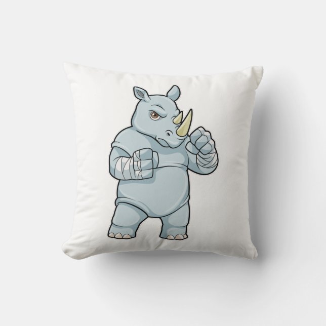 Neushoorn als bokser bij boksen kussen (Voorkant)