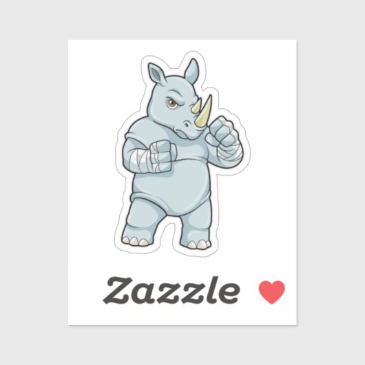 Neushoorn als bokser bij boksen sticker (Vel)
