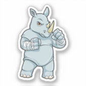 Neushoorn als bokser bij boksen sticker (Voorkant)